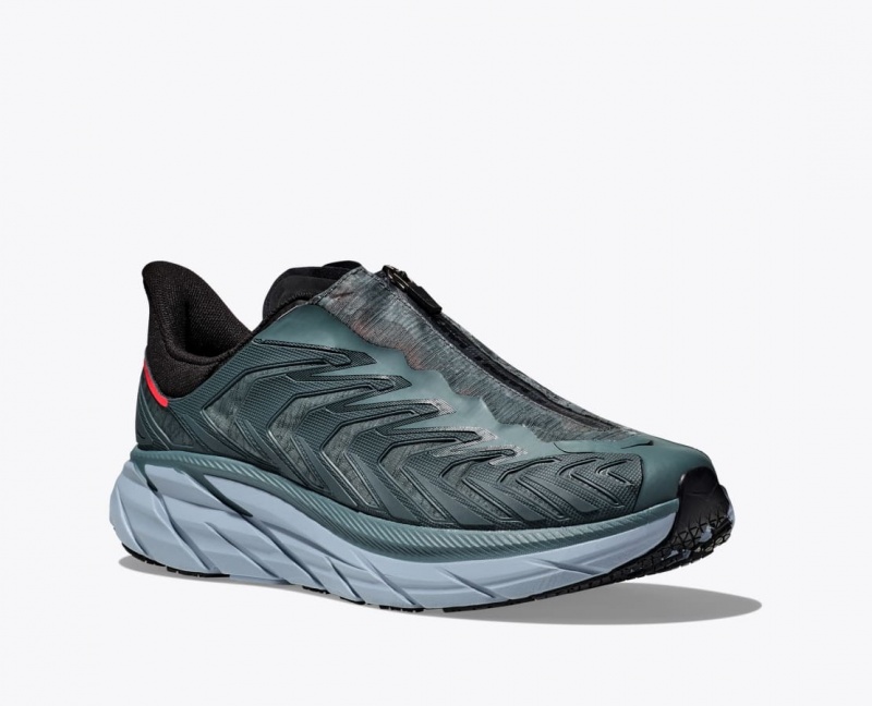 Women's HOKA Project Clifton Sneakers Blue Green / Grey | YQWIF-9257