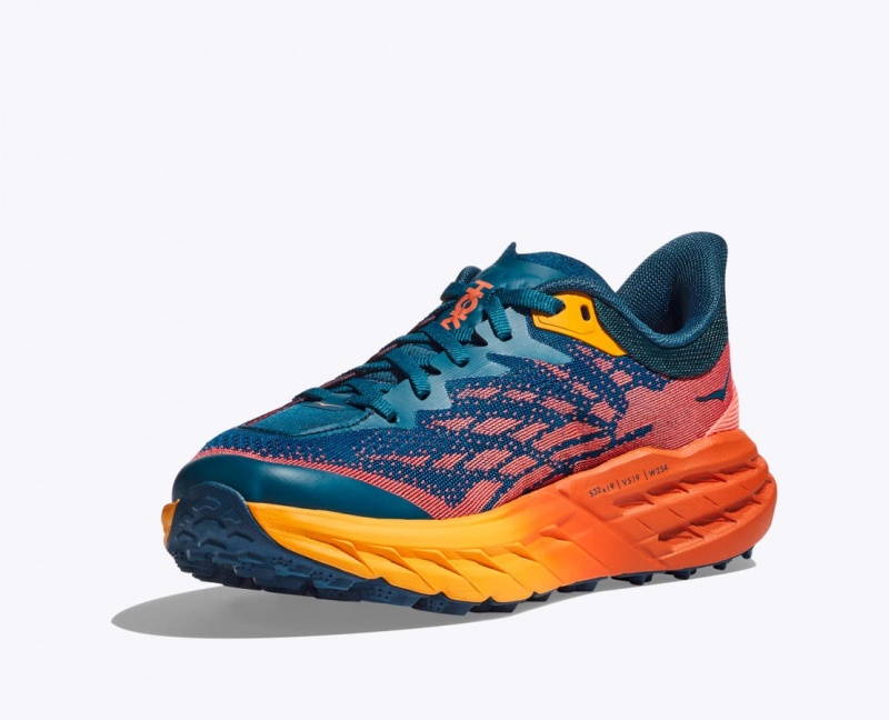 Women's HOKA Speedgoat 5 Trail Running Shoes Dark Blue / Orange | FODYT-3945