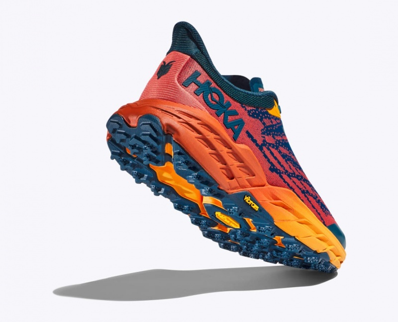 Women's HOKA Speedgoat 5 Trail Running Shoes Dark Blue / Orange | FODYT-3945