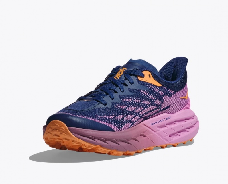 Women's HOKA Speedgoat 5 Trail Running Shoes Navy / Pink | AXOSZ-3407